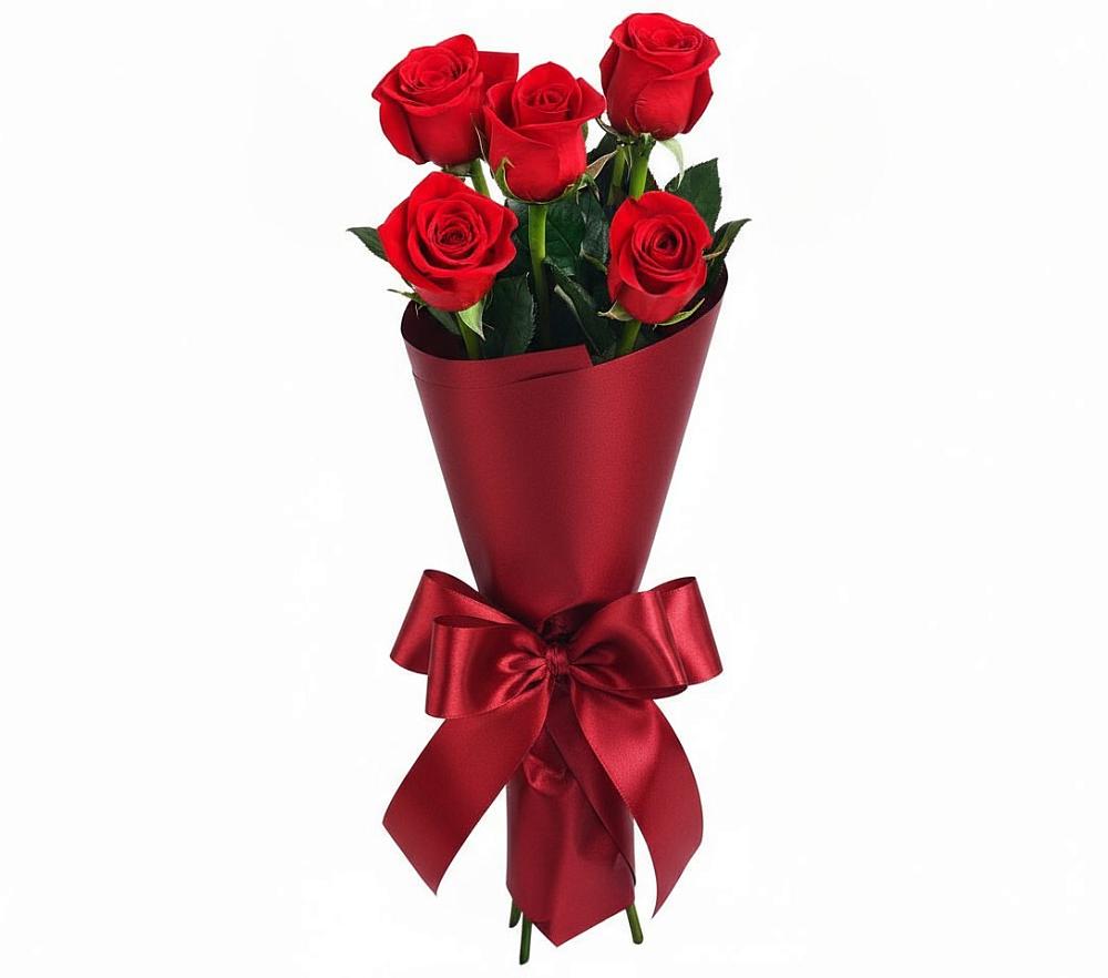 Букет 5 Красных роз Эдлесс Лав в Петровской
