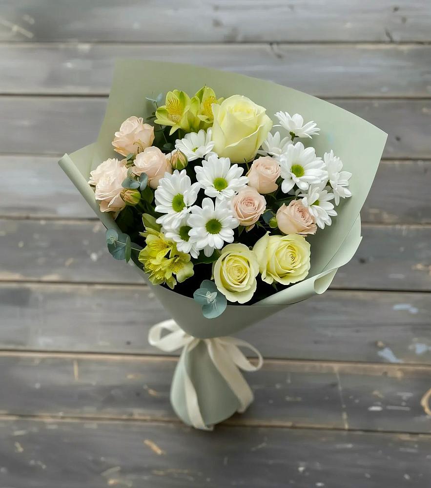 Букет цветов из: Альстромерии, Розы и Хризантемы в Петровской
