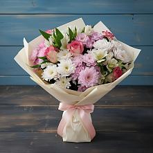 Букет цветов из:  Хризантемы, Альстромерии и Розы в Петровской