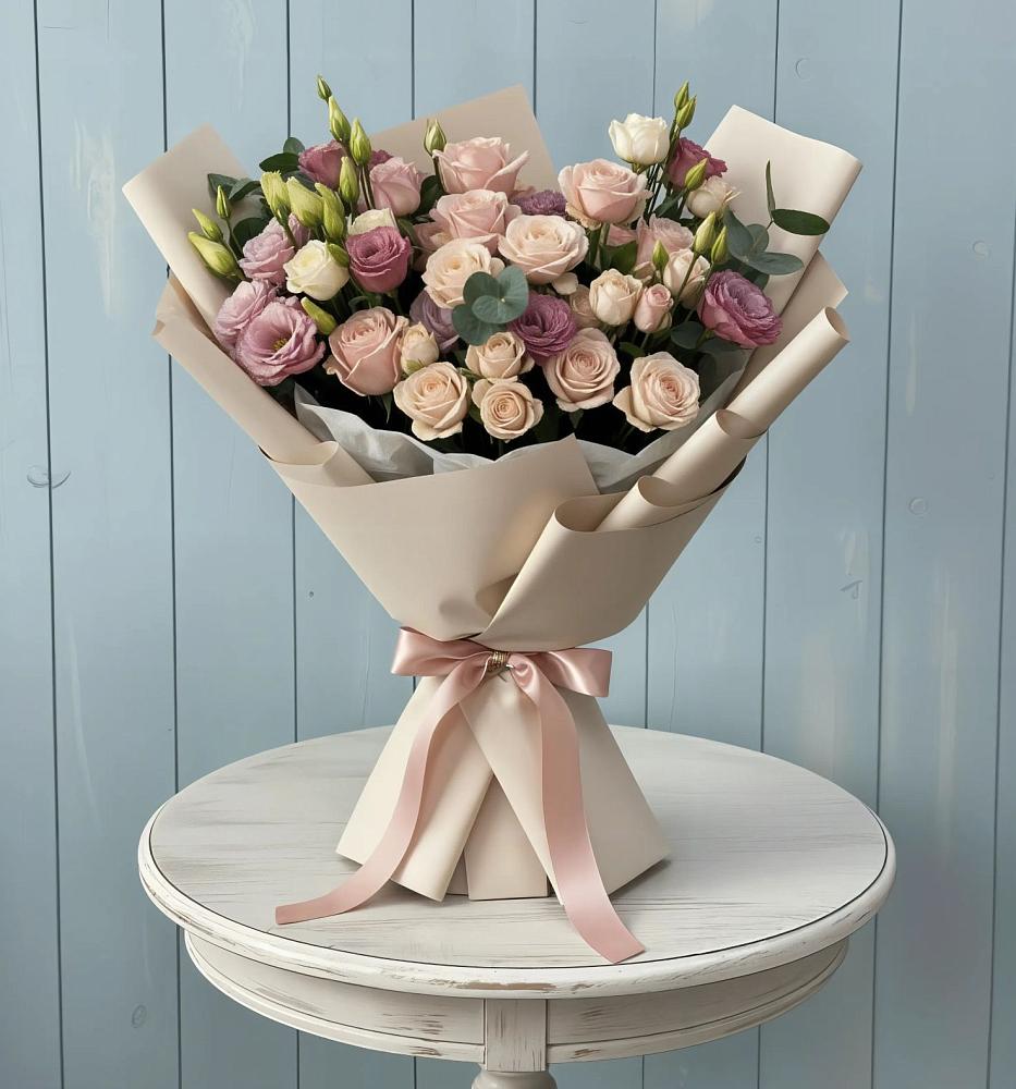 Букет цветов из: Розы и Лизиантусы в Петровской