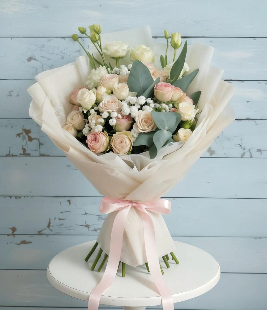 Букет цветов из: Розы и Лизиантусы в Петровской