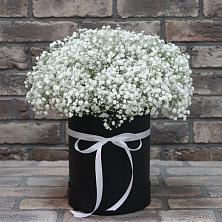 Цветочная композиция из Гипсофила в шляпной коробке в Петровской